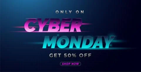 Only on cyber Monday typographic text effect Stock Illustration