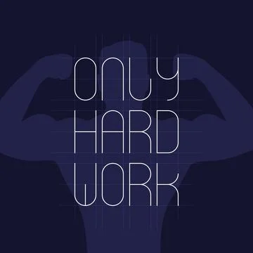Only hard work, poster design with strong athlete Stock Illustration