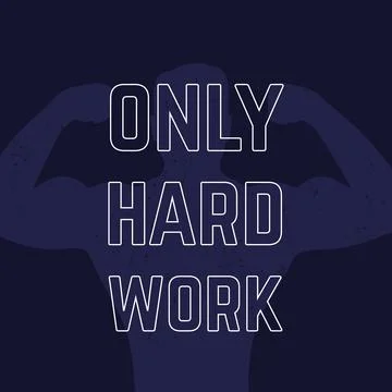 Only hard work, poster design with athlete, vector Stock Illustration