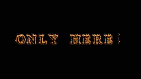 Only Here! fire text effect black background Stock Footage 136245886