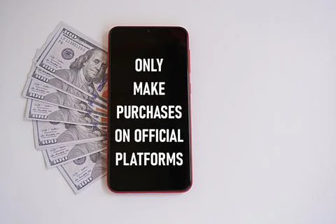 Only make purchases on official platform. Business concept. Buy and sell online Foto stock