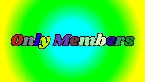 ONLY MEMBERS text with 70s vintage fonts on a background with colored and s.. Stock Illustration