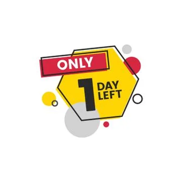 Only one day left - flat sticker badge with colorful text for event countdown. Illustrazione stock