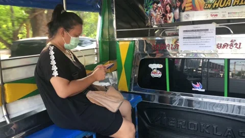 Only one people using  public transportation, Hua Hin, Thailand Video stock 129652726