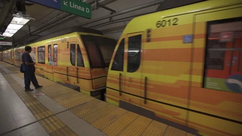 Only one person gets on public transport in Buenos Aires Stock Footage 128765732