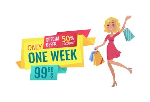 Only One Week Special Discount Vector Illustration Stock Illustration