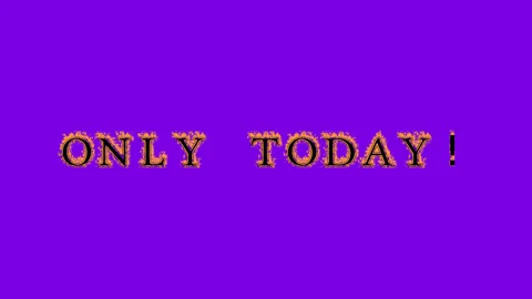 Only Today! fire text effect violet background Video stock 136245908