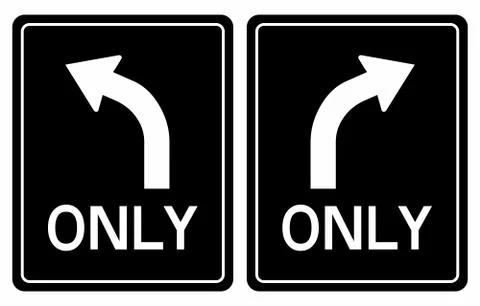 Only turn signs Stock Illustration