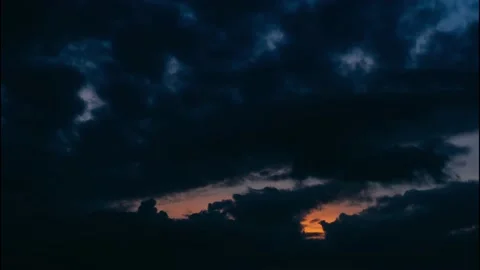 The onset of darkness, scary clouds during sunset. Video stock 168669987