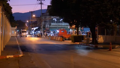 Onset of evening with mountain backdrop red sunset Stock Footage 123725434