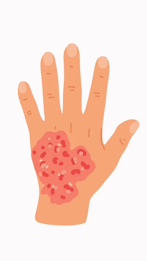 Onset of hand dermatitis with redness and irritation Stock Footage 336175530