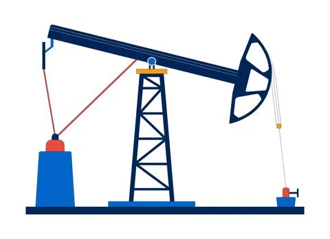 Onshore pumpjack for oil extraction 2D cartoon object Stock Illustration