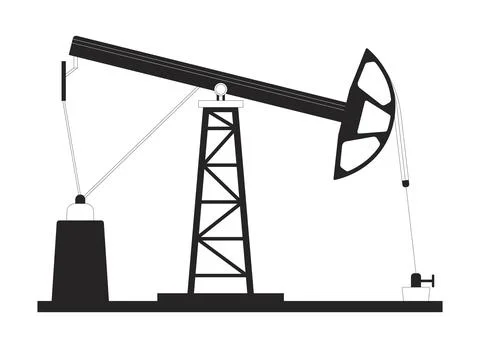 Onshore pumpjack for oil extraction 2D line object Stock Illustration
