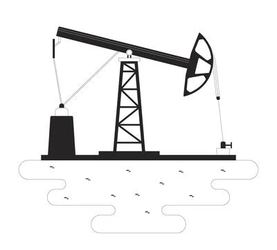 Onshore rig pumpjack extracting crude oil outline illustration Illustrazione stock