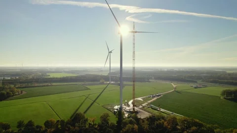 Onshore wind park in the Netherlands Stock Footage 289954648
