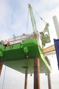 Onshore wind turbines construction Stock Photos