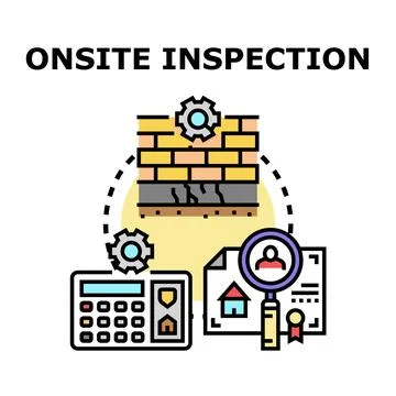 Onsite construction inspection analyzing property defects and costs Illustrazione stock