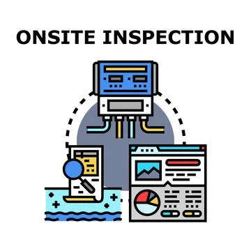 Onsite site inspection process examining data analysis vector Stock Illustration