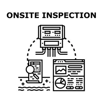 Onsite site inspection process examining data analysis vector Stock Illustration