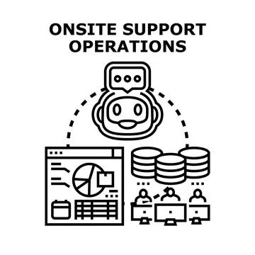 Onsite support operations with artificial intelligence assistance Stock Illustration