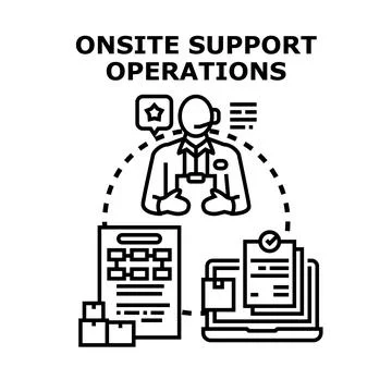 Onsite support operations providing customer service assistance Stock Illustration