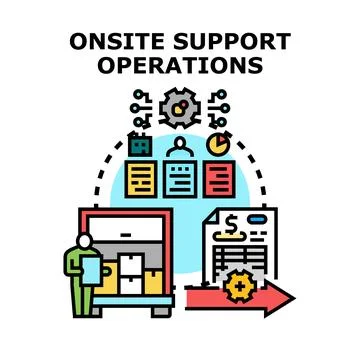 Onsite support operations technical maintenance logistics service Stock Illustration