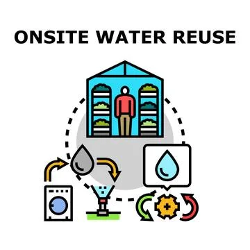 Onsite water reuse process saving resources Stock Illustration