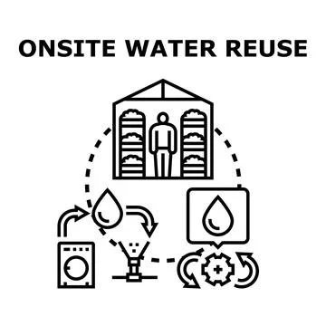 Onsite water reuse process saving resources Stockillustratie