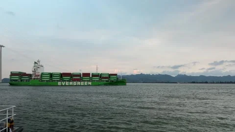 Ontainer ship sailing past Hai Phong port. Stock-Footage 343140532