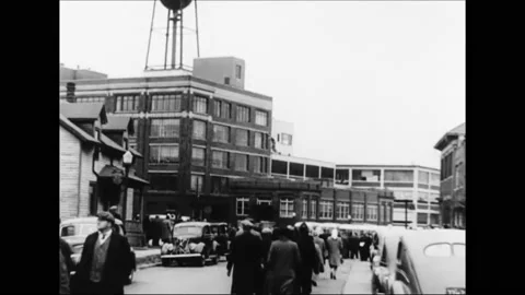ONTARIO - 1945 - Auto workers at a Ford plant in Ontario go on strike. Stock Footage 279781259