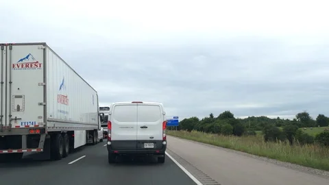 Ontario Can, Sept 8 2026 POV Highway 401 driving POV with cars and trucks Stock Footage 344880375