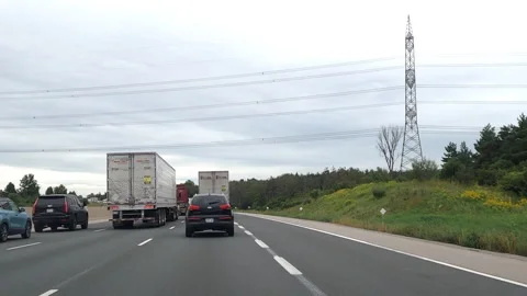 Ontario Can, Sept 8 2026 POV Highway 401 driving POV with cars and trucks Stock Footage 344880378