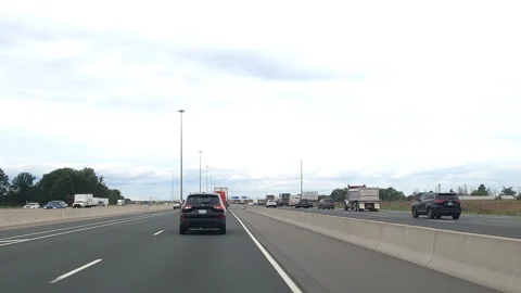 Ontario Can, Sept 8 2026 POV Highway 401 driving POV with cars and trucks Stock Footage 344880903