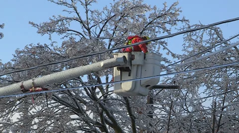 Ontario ice and freezing rain winter storm damage Stock Footage 36771007