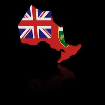 Ontario map flag with reflection illustration Stock Illustration