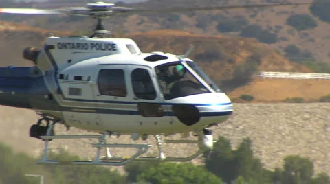 Ontario Police Helicopter Take off Stock Footage