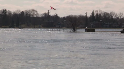 Ontario spring flood and raging river Stock Footage 37346993
