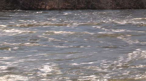 Ontario spring flood and raging river Stock Footage 37348623