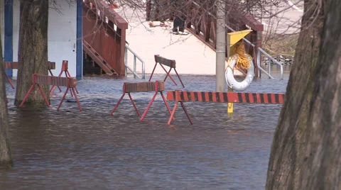 Ontario spring flood and raging river Stock Footage 37351993