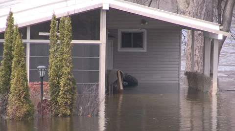 Ontario spring flood and raging river Stock Footage 37352707