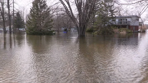 Ontario spring flood and raging river Stock Footage 37352989