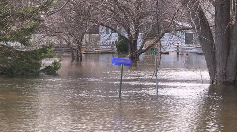 Ontario spring flood and raging river Stock Footage 37353062