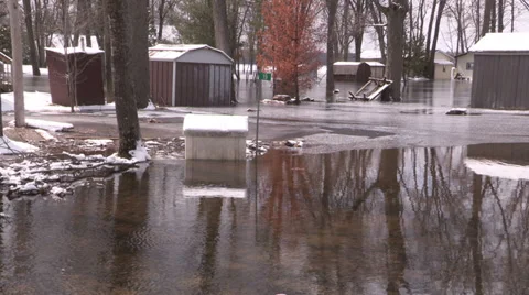 Ontario spring flood Stock Footage 37259895