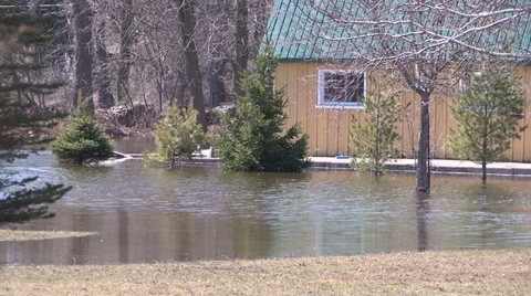 Ontario spring flood Stock Footage 37269773