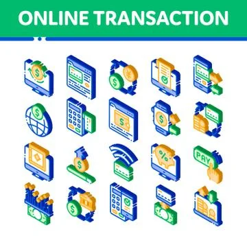 OnTransactions Vector Isometric Icons Set Stock Illustration