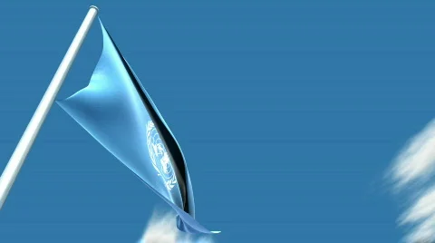 ONU flag floating on the sky Stock Footage 351441