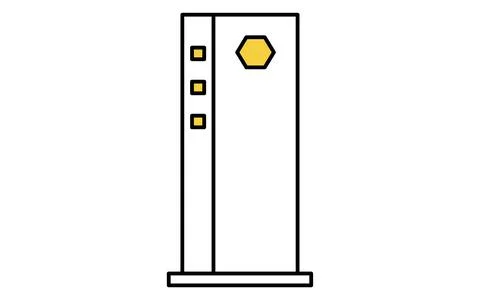 ONU optical network unit line icon with fiber optic connection and indicato.. Stock Illustration