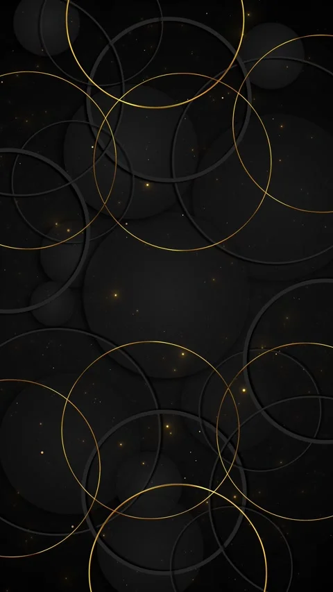 Onyx Circular Layers with Metallic Gold Hoops Stock Footage 341034897
