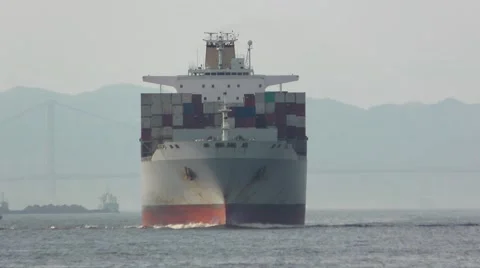 OOCL Container Ship-1-Head On Stock Footage 51138482