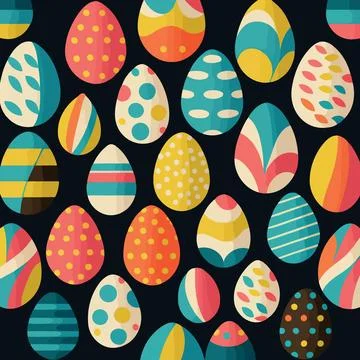 Ood themed collection of easter eggs as pattern background イラスト素材